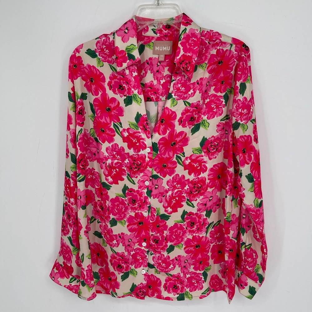 Show Me Your Mumu Women's Pink Floral Early Riser Lounge‎ Pajama PJ Top Size XS